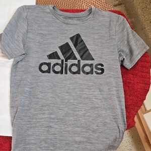 Adidas Kids Heather Gray Tee with Black Logo